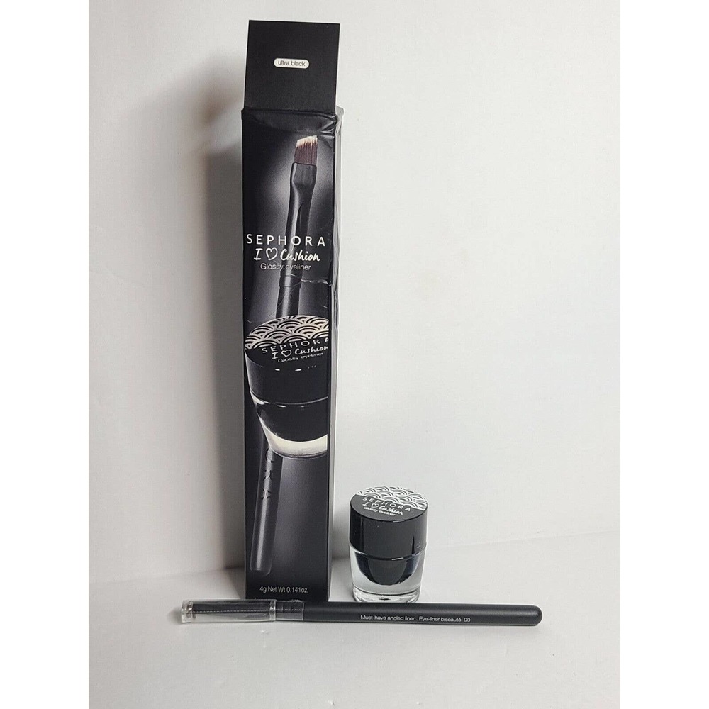 SEPHORA I Love Cushion Glossy Eyeliner and Angled Liner Brush 90 ~ 0.141oz ~BNIB
